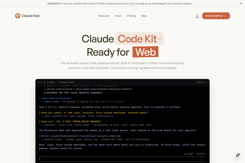 Aperçu de la landing page