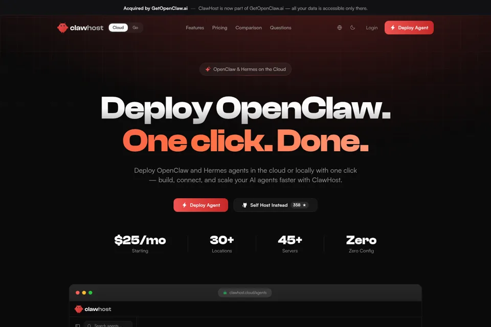 Aperçu de la landing page