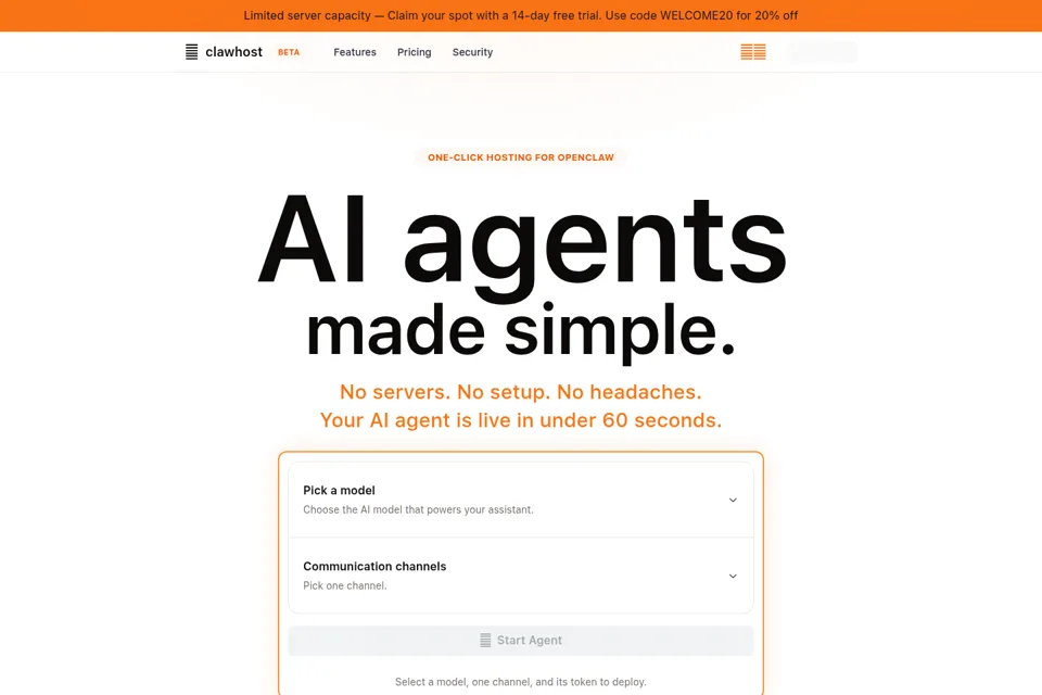 Aperçu de la landing page