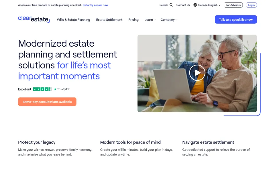 Aperçu de la landing page
