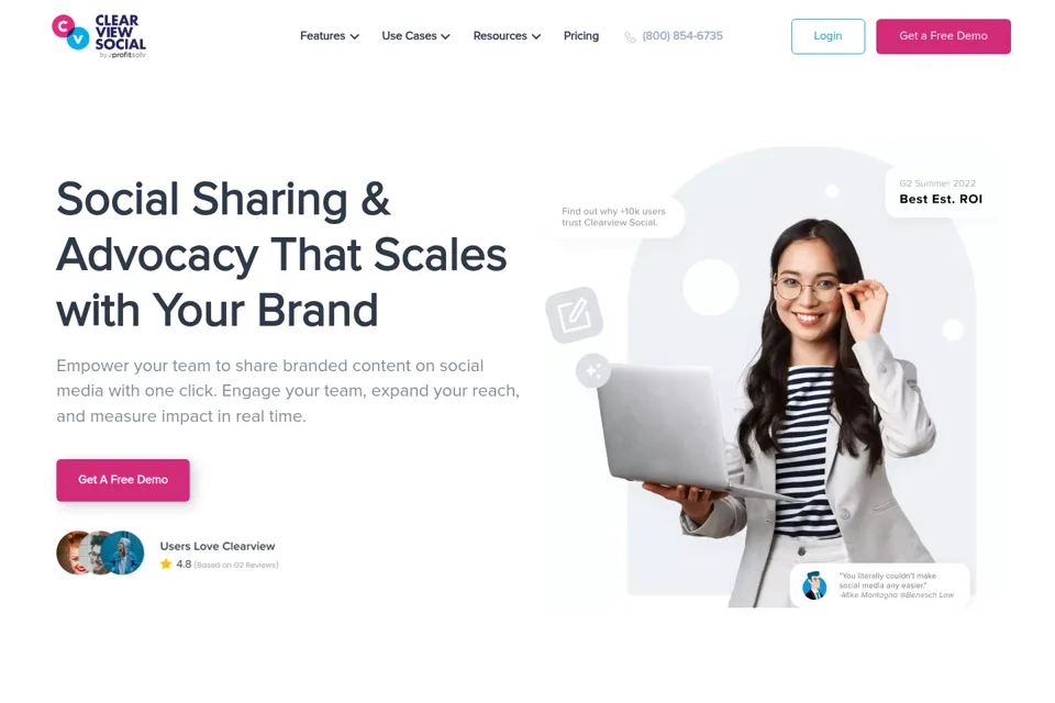 Aperçu de la landing page