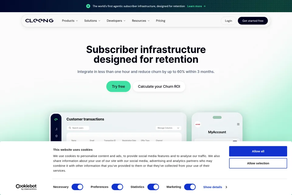 Aperçu de la landing page
