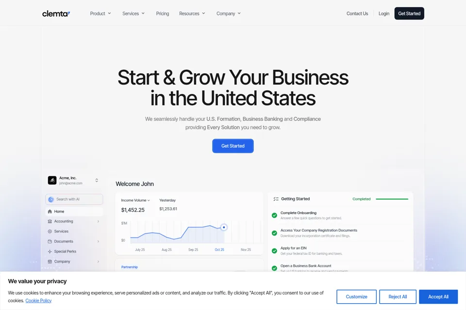 Aperçu de la landing page