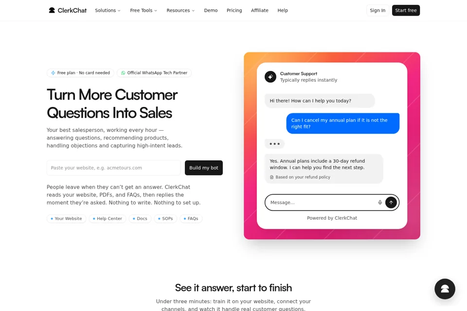Aperçu de la landing page