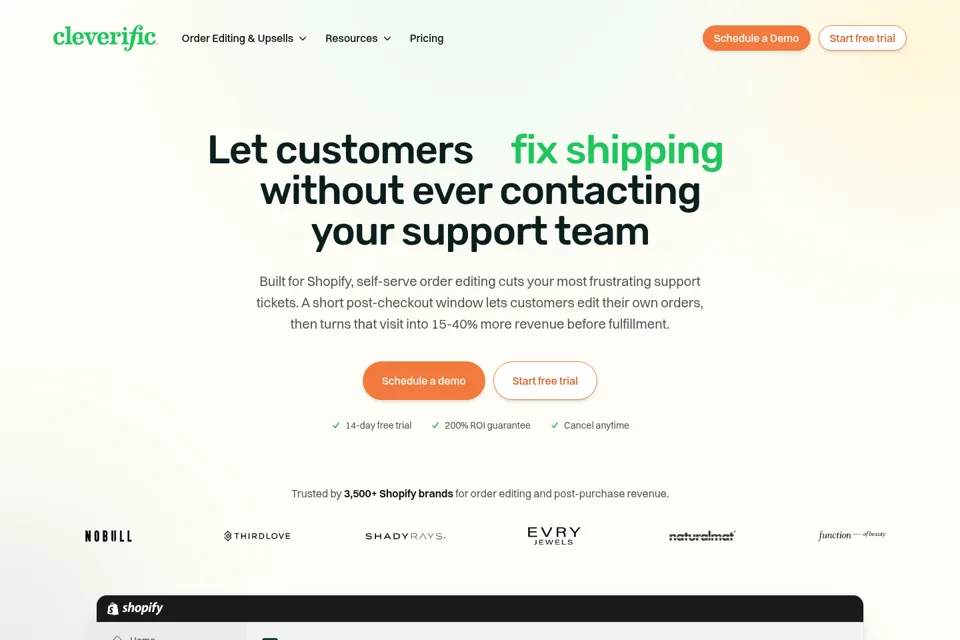 Aperçu de la landing page