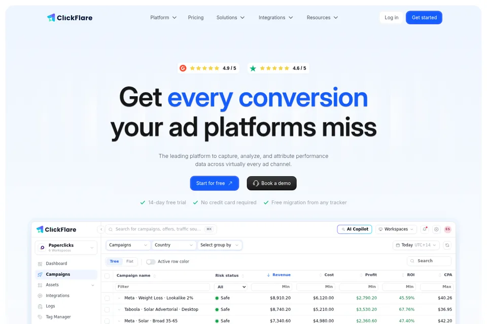 Aperçu de la landing page