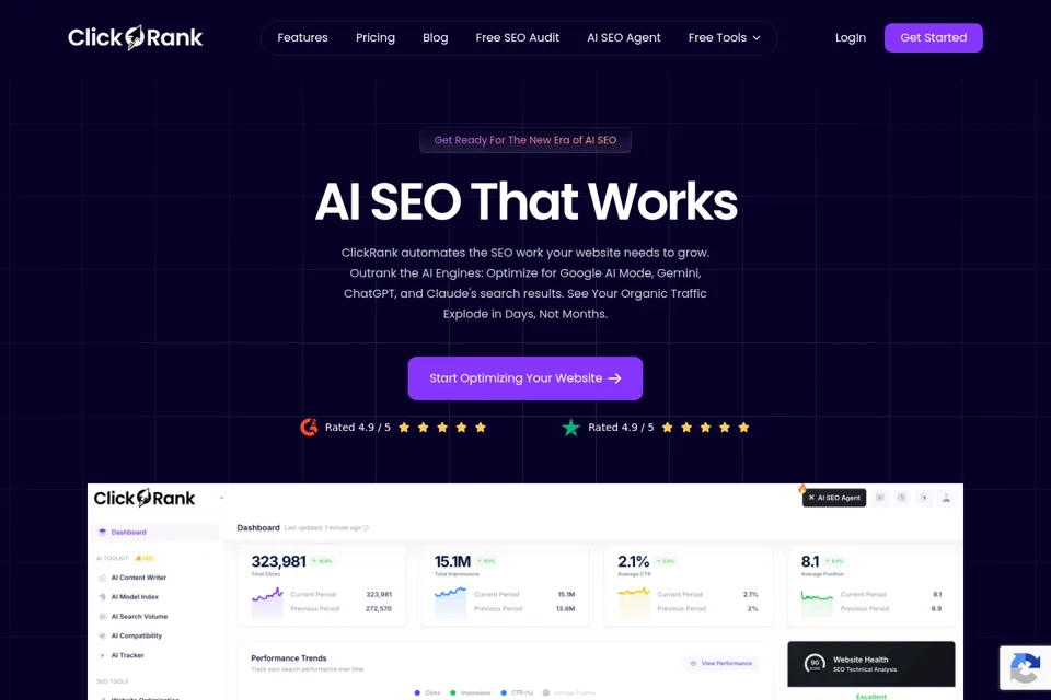 Aperçu de la landing page
