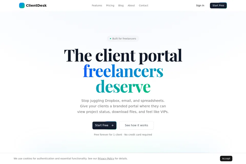 Aperçu de la landing page