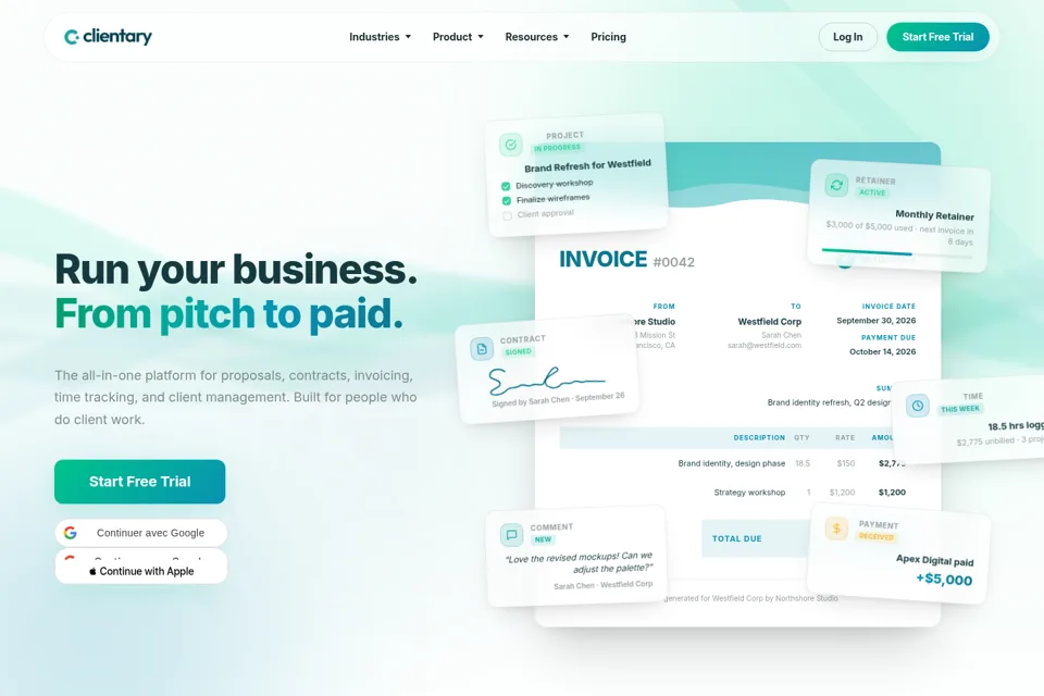 Aperçu de la landing page