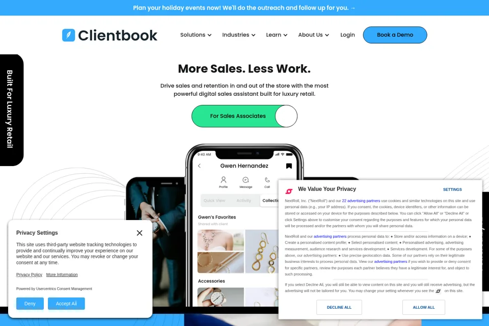 Aperçu de la landing page