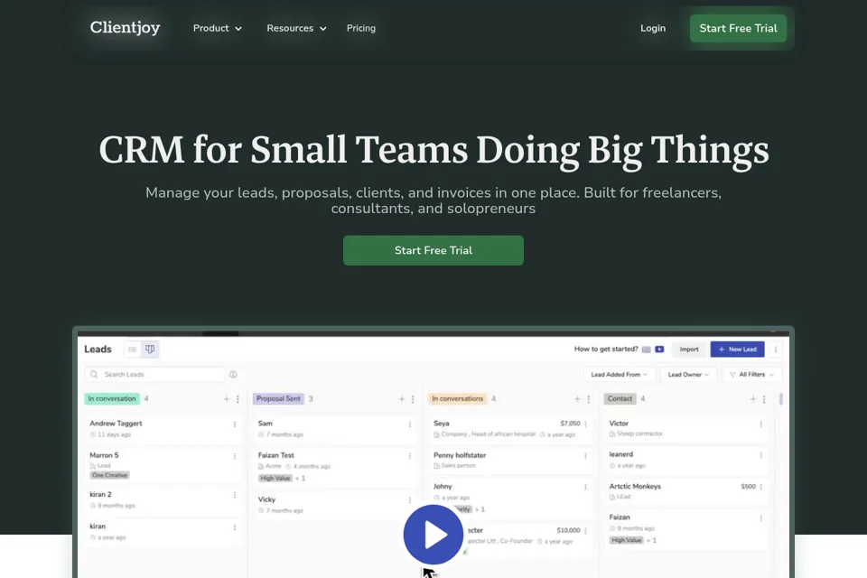 Landing page preview