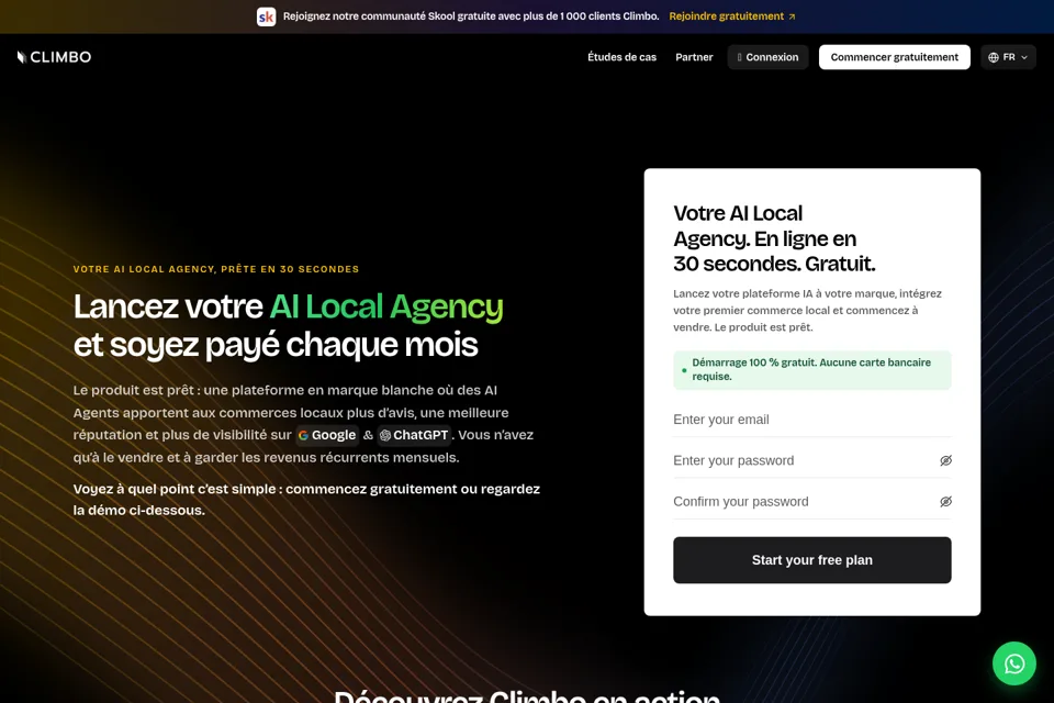 Aperçu de la landing page
