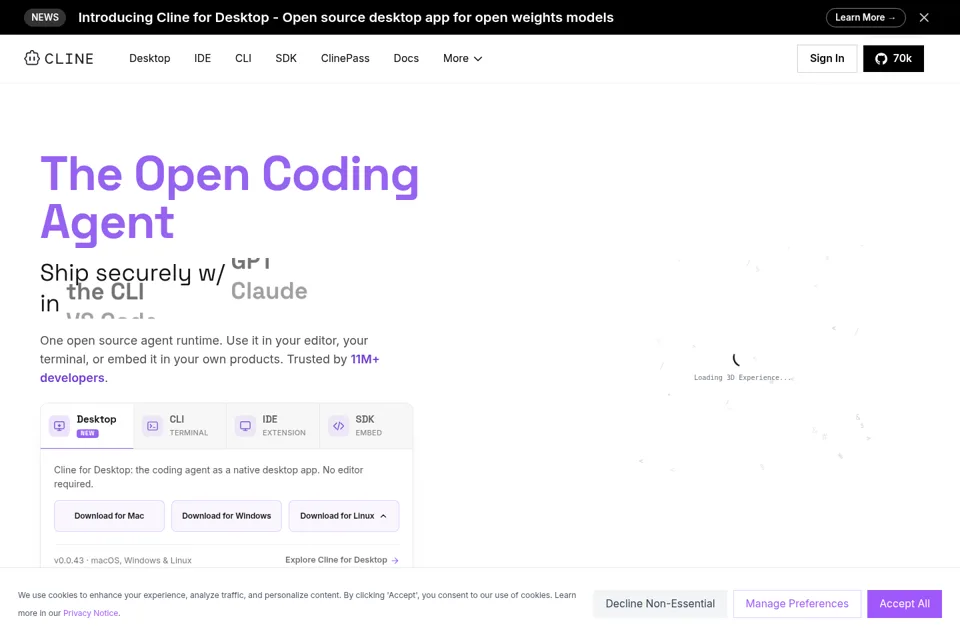 Aperçu de la landing page