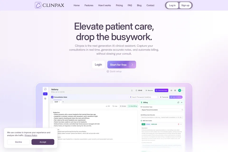 Aperçu de la landing page