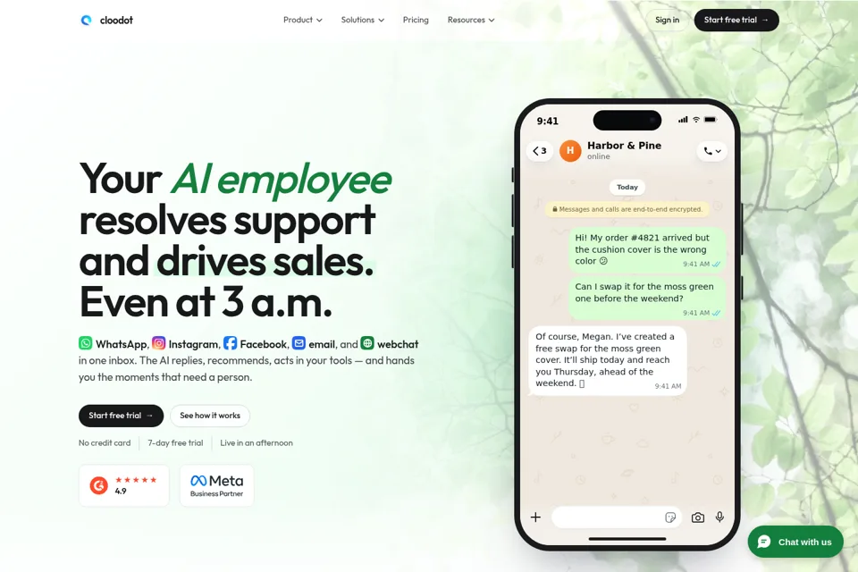 Aperçu de la landing page