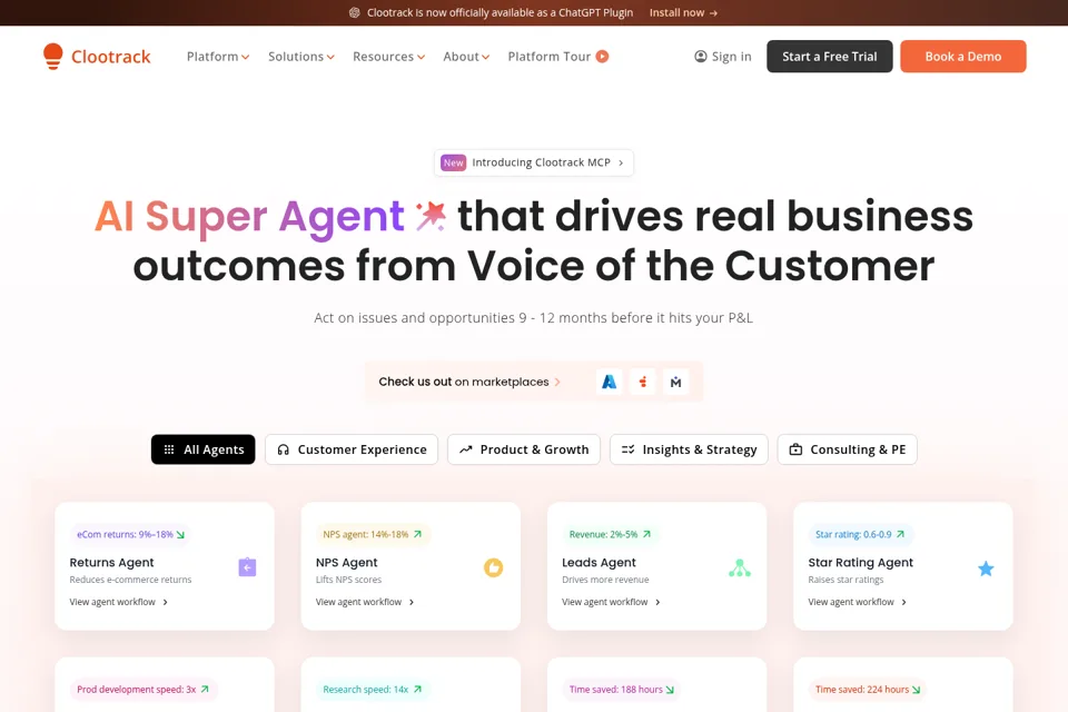 Aperçu de la landing page