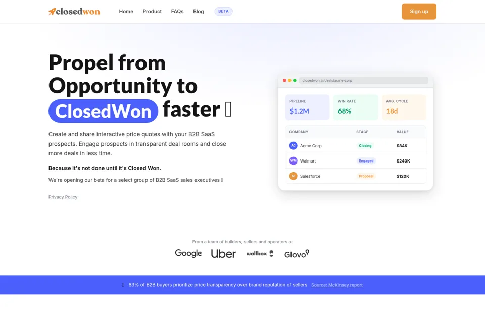 Aperçu de la landing page