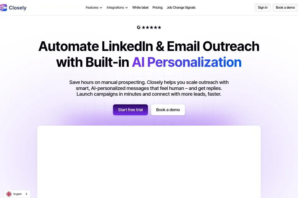 Aperçu de la landing page
