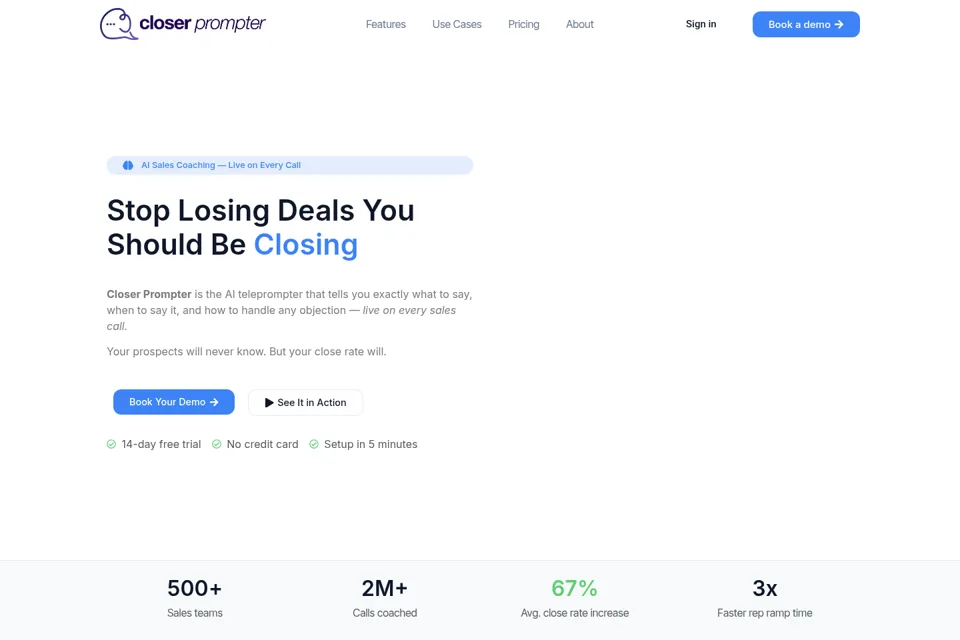 Aperçu de la landing page