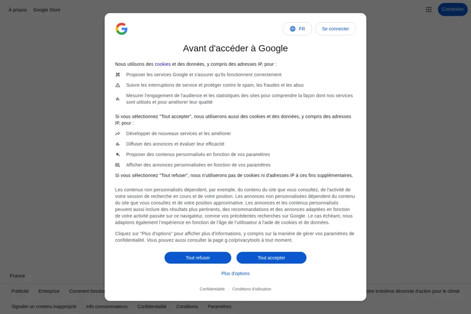 Aperçu de la landing page