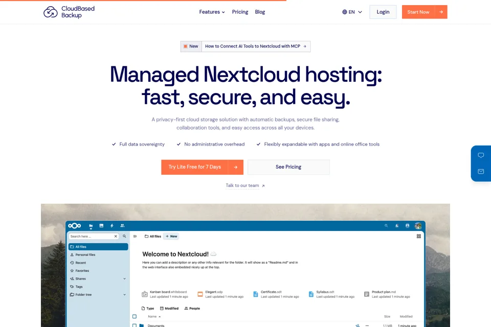Aperçu de la landing page