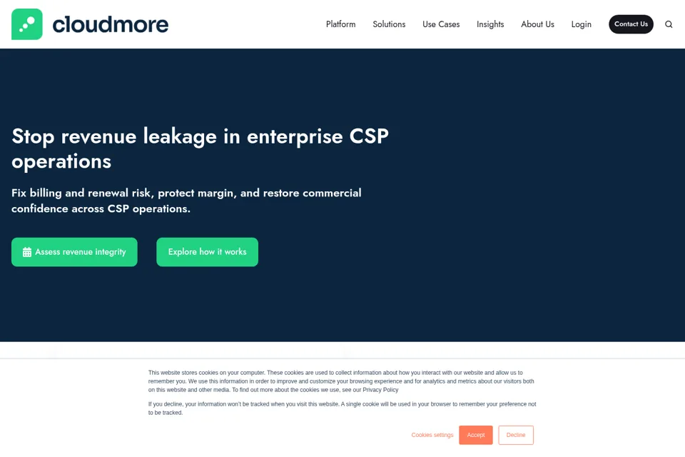 Aperçu de la landing page