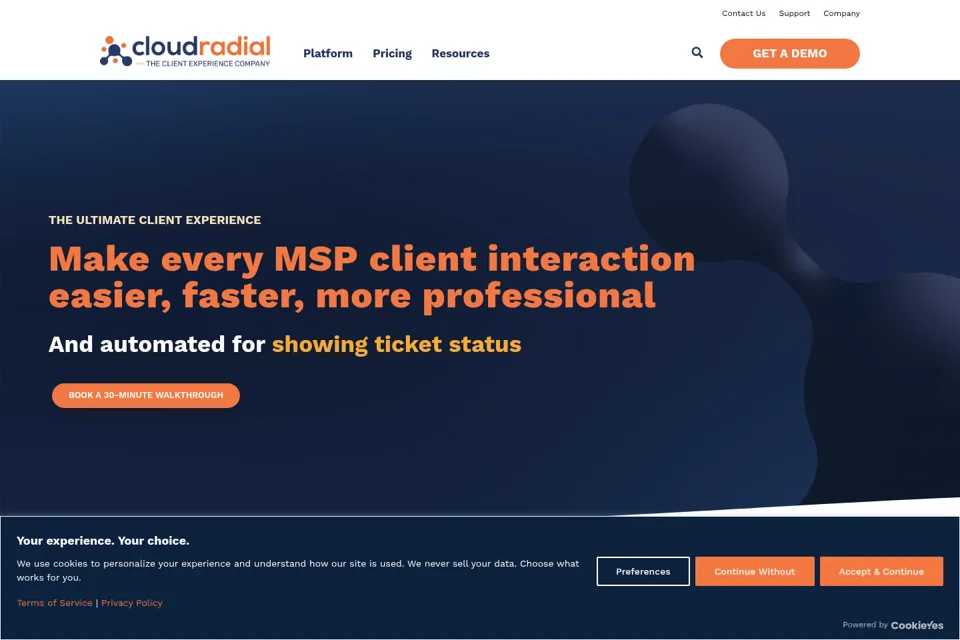 Aperçu de la landing page