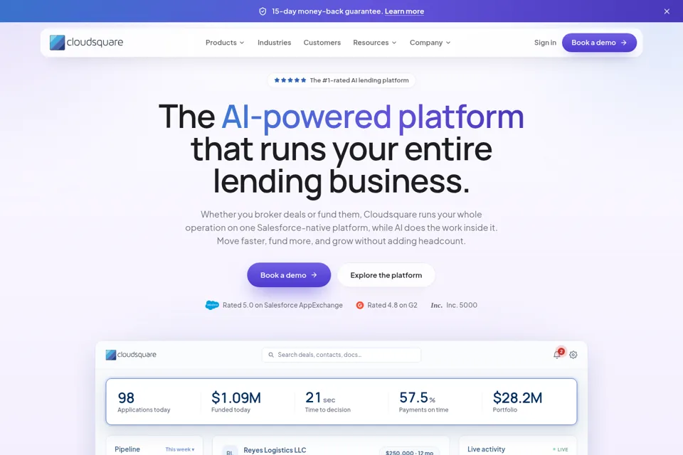 Aperçu de la landing page