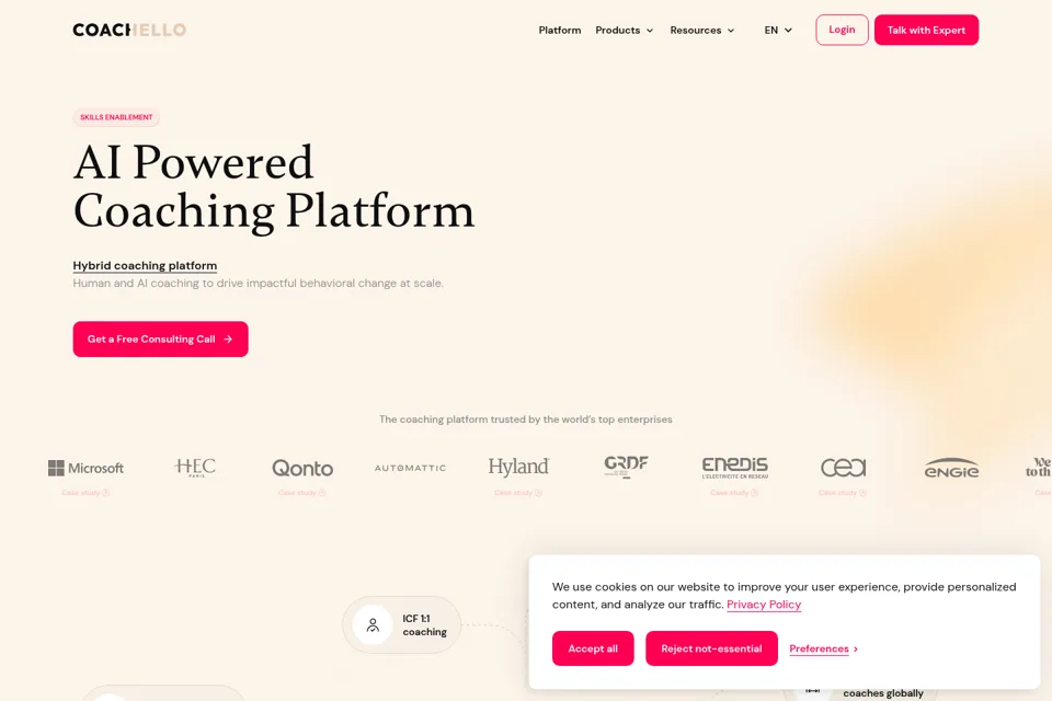 Aperçu de la landing page
