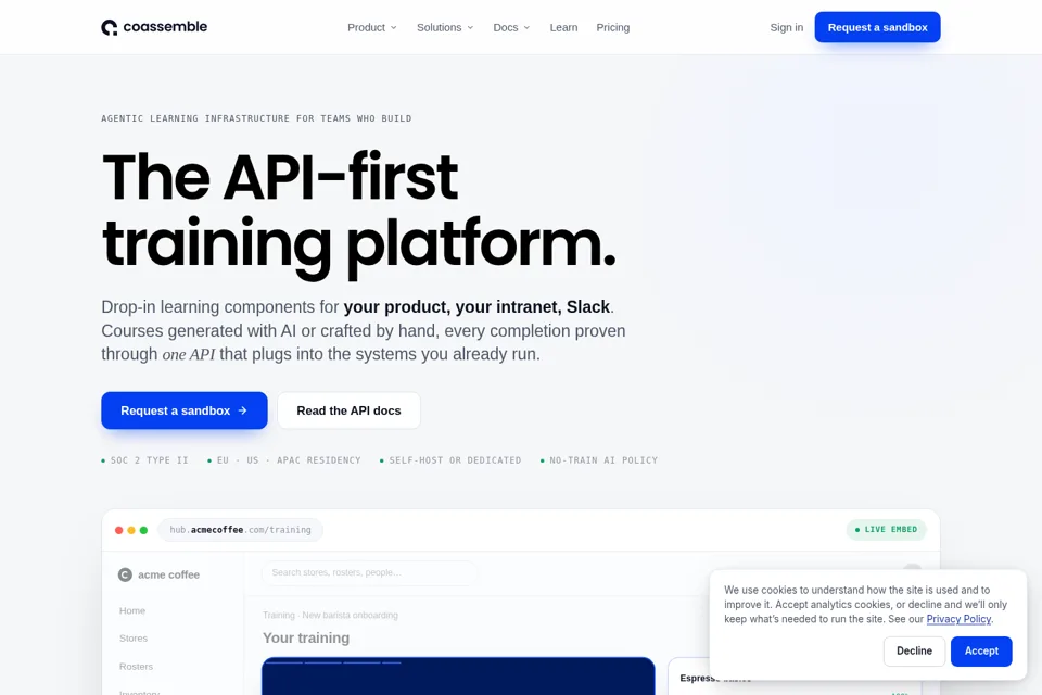 Aperçu de la landing page