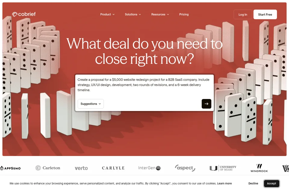 Aperçu de la landing page