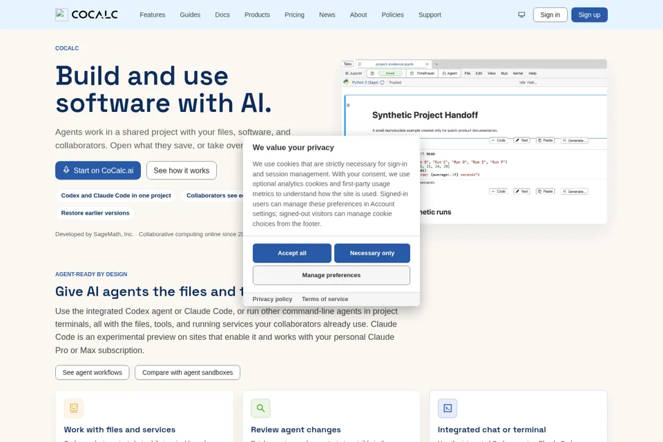 Aperçu de la landing page