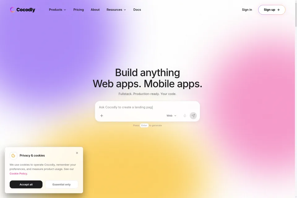 Aperçu de la landing page