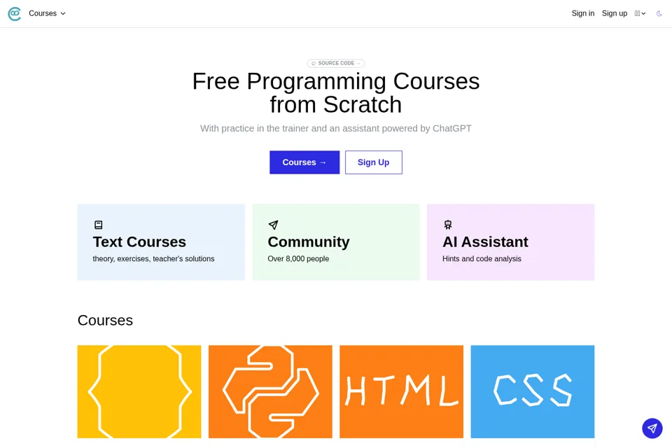 Aperçu de la landing page