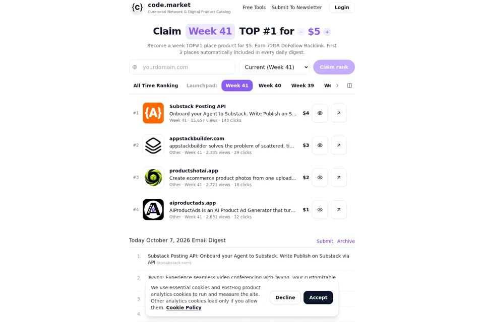 Aperçu de la landing page