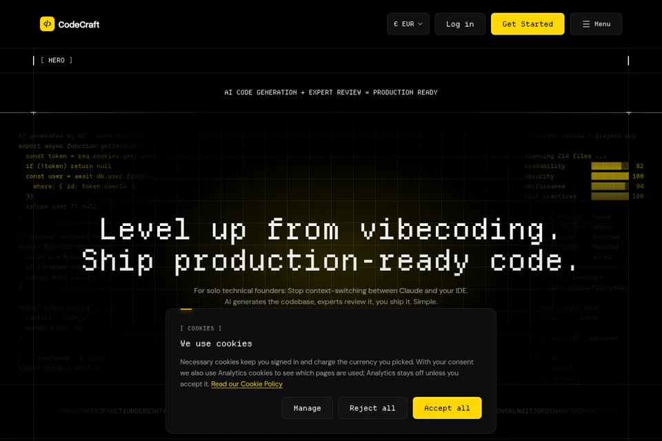 Aperçu de la landing page