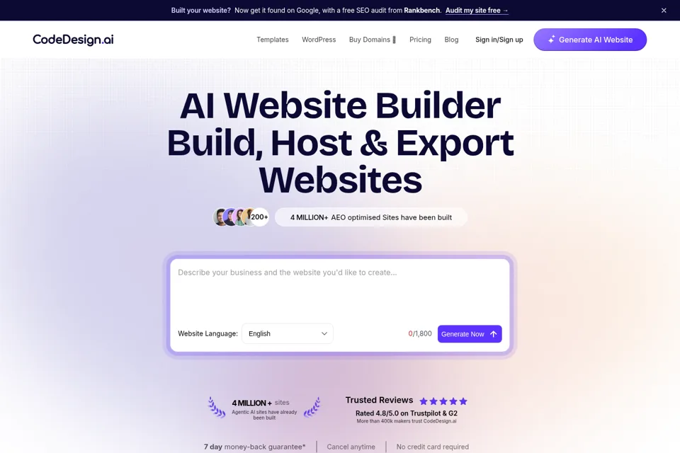 Aperçu de la landing page