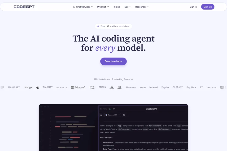 Aperçu de la landing page