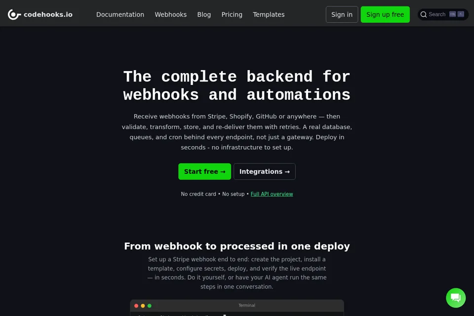 Aperçu de la landing page