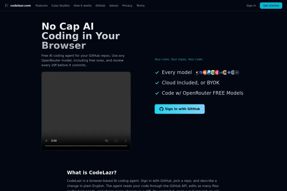 Aperçu de la landing page