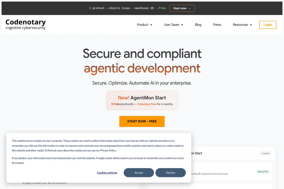 Aperçu de la landing page
