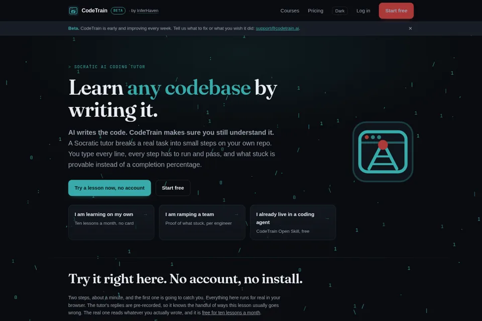 Aperçu de la landing page
