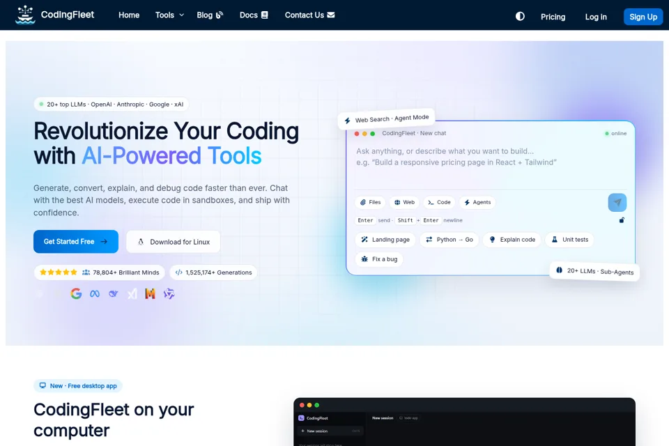 Aperçu de la landing page