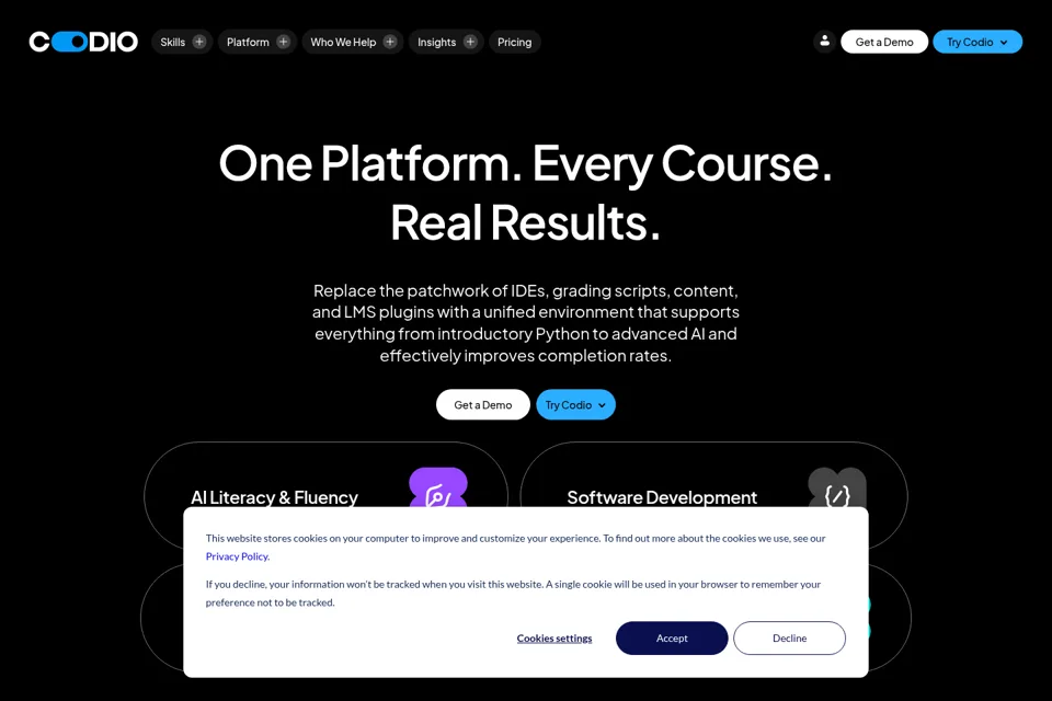 Aperçu de la landing page
