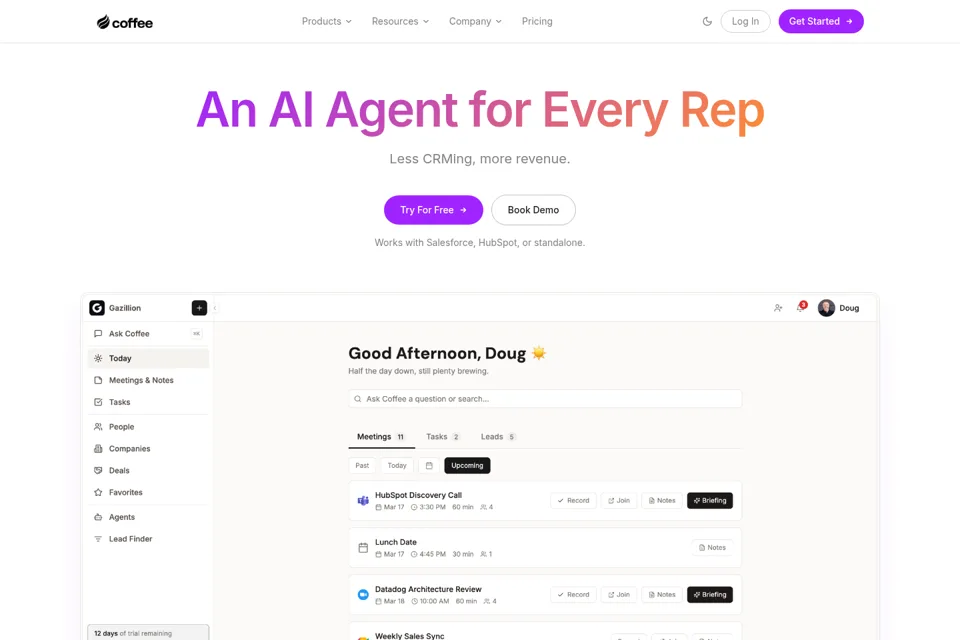 Aperçu de la landing page