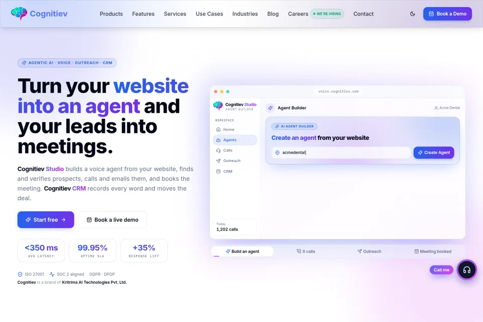 Aperçu de la landing page