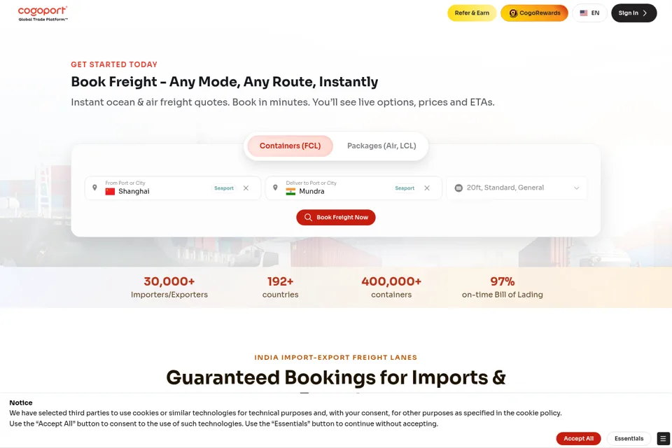 Aperçu de la landing page