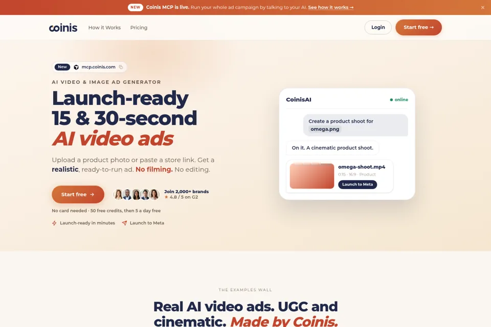 Aperçu de la landing page