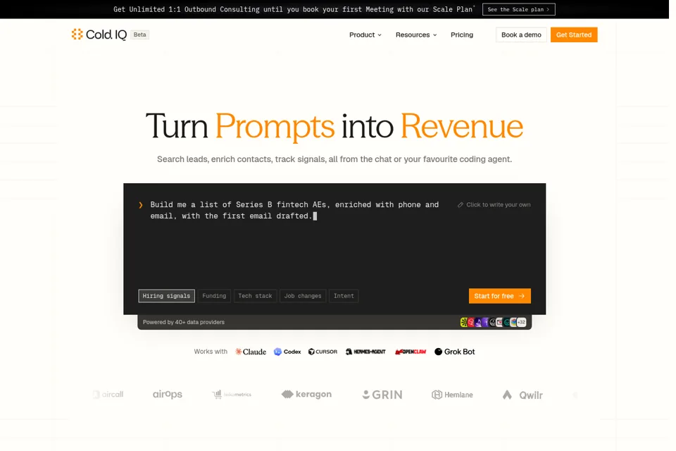 Aperçu de la landing page