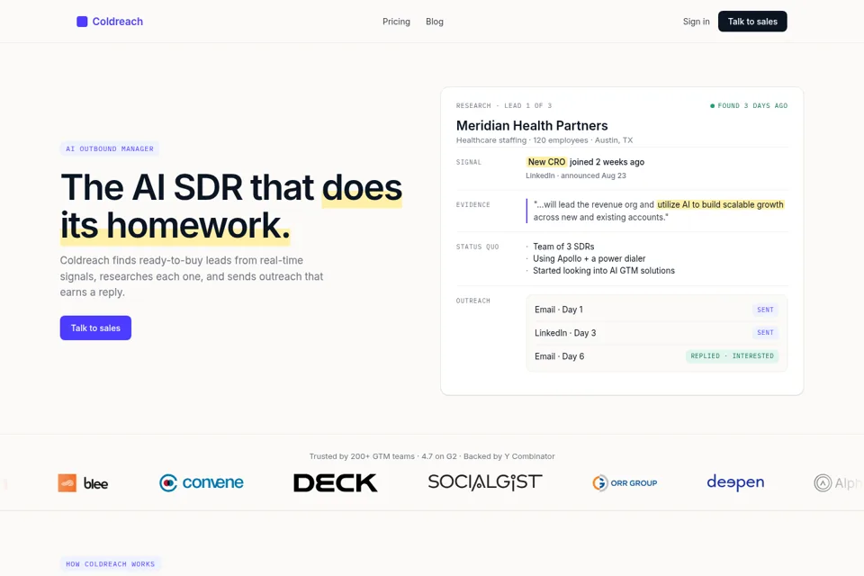 Aperçu de la landing page